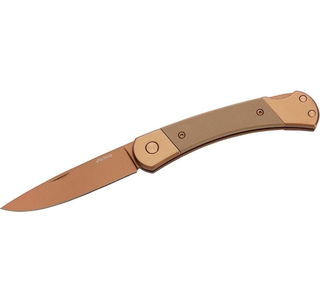 Herbertz Couteau de poche Revêtement en titane Or rose D2, moyen, sable