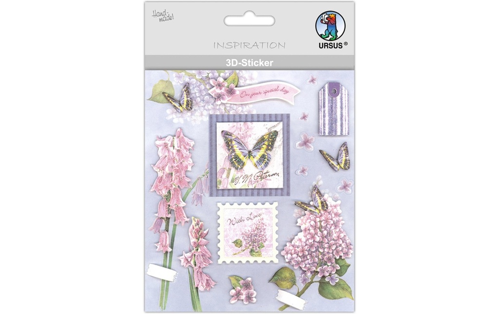 URSUS Collection de papier 18 feuilles de stickers 3D Lila