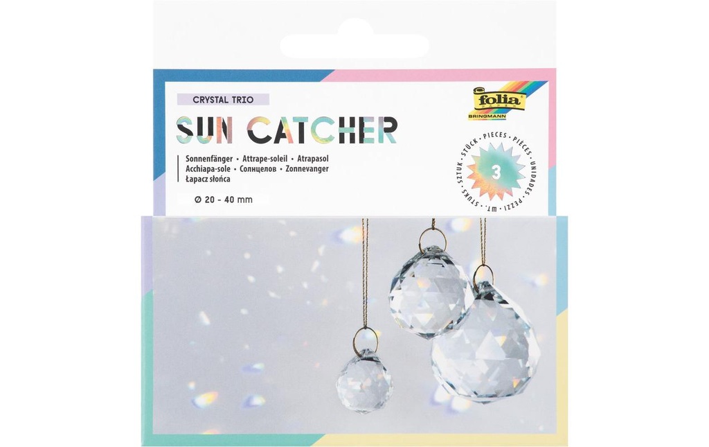 Folia Capteur de soleil CRYSTAL TRIO Transparent, doré, Ø 2+3+4 cm