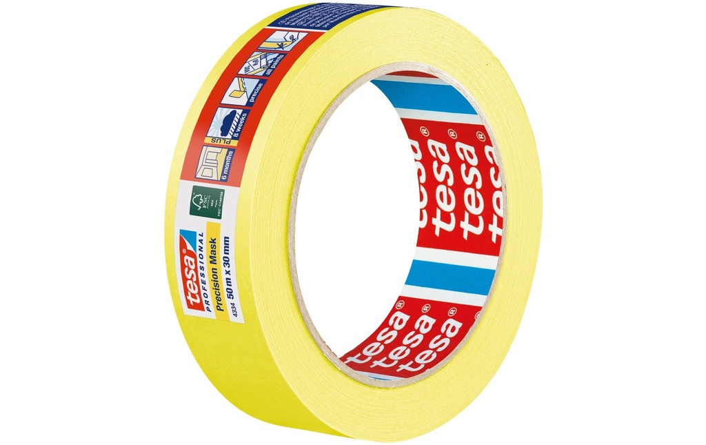 tesa Ruban de masquage Precision Mask jaune 50 m x 30 mm, jaune