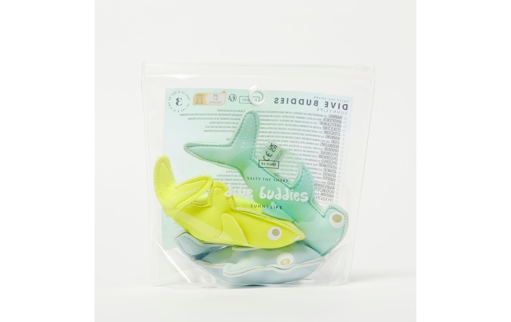 Sunnylife Lot de 3 jouets aquatiques « Salty the Shark Dive Buddies » jaune fluo