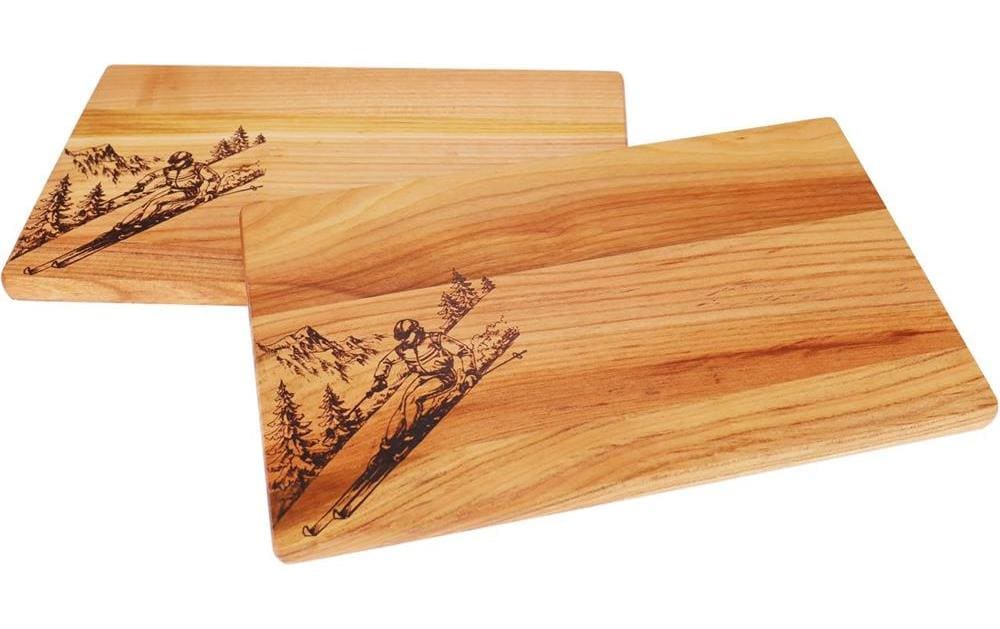 creanorm Planche à découper FSC cerisier huilé 30 x 18 cm, motif skieur