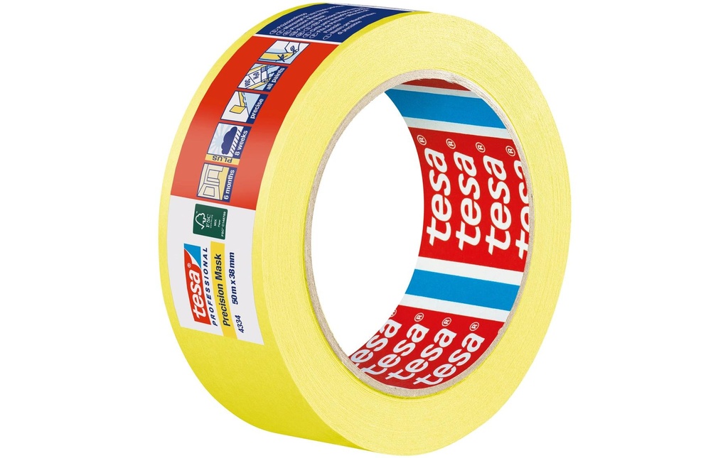 tesa Ruban de masquage Precision Mask jaune 50 m x 38 mm, jaune