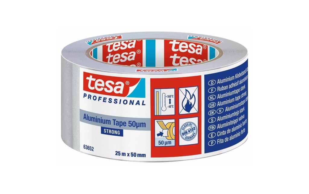 tesa Ruban d'aluminium 50 mm x 25 m, Argenté