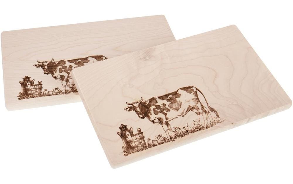 creanorm Planche à découper Érable FSC Vache au pâturage, 26 x 15 cm