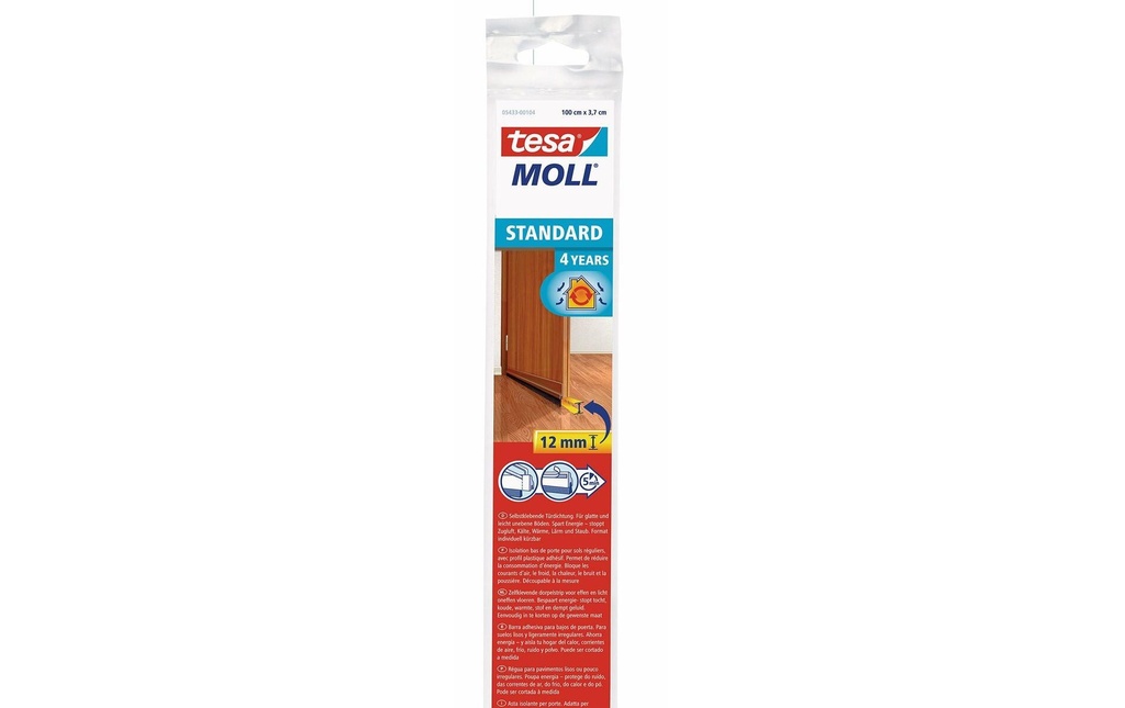 tesa Rail d'étanchéité de porte STANDARD Plastique marron 1 m x 37 mm