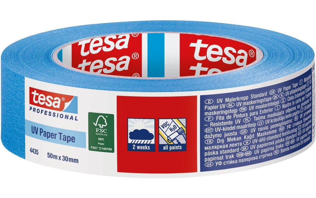 tesa Ruban de masquage adhésif UV pour l'extérieur Bleu 30 mm x 50 m