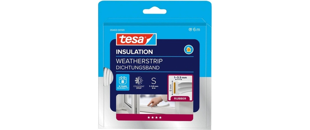 tesa Profilé Tesamoll E Caoutchouc blanc autocollant, 6 m