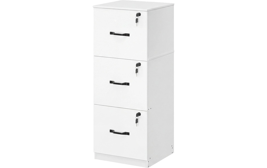 VASAGLE armoire à dossiers Panneau de particules, 3 tiroirs, blanc nuage