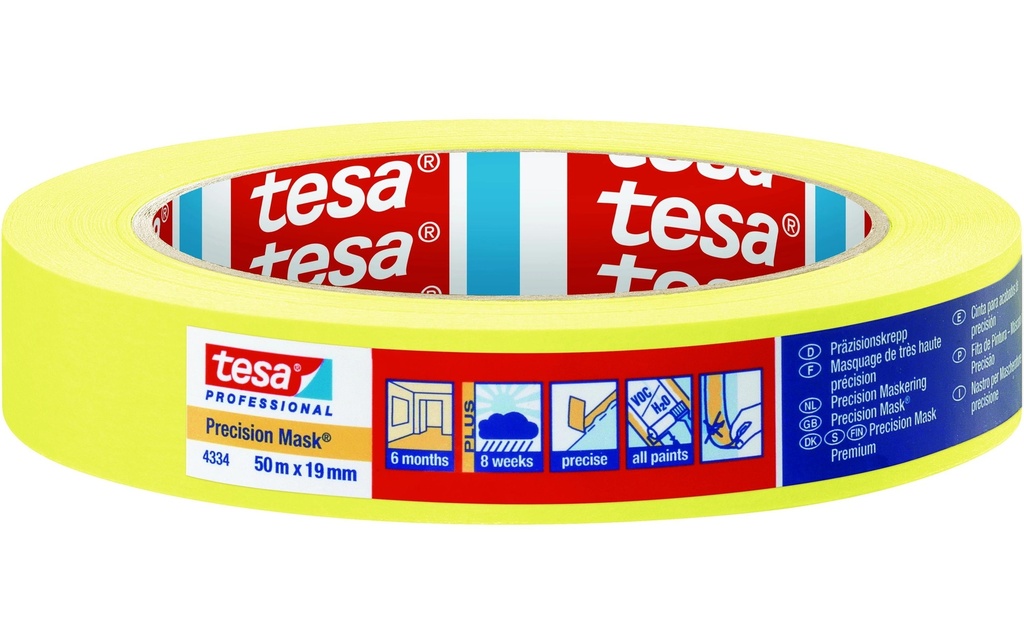 tesa Ruban de masquage Precision Mask jaune 50 m x 19 mm, jaune