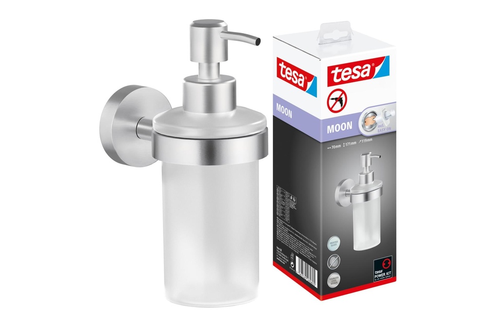 tesa Distributeur de savon Moon 200 ml, Acier inoxydable