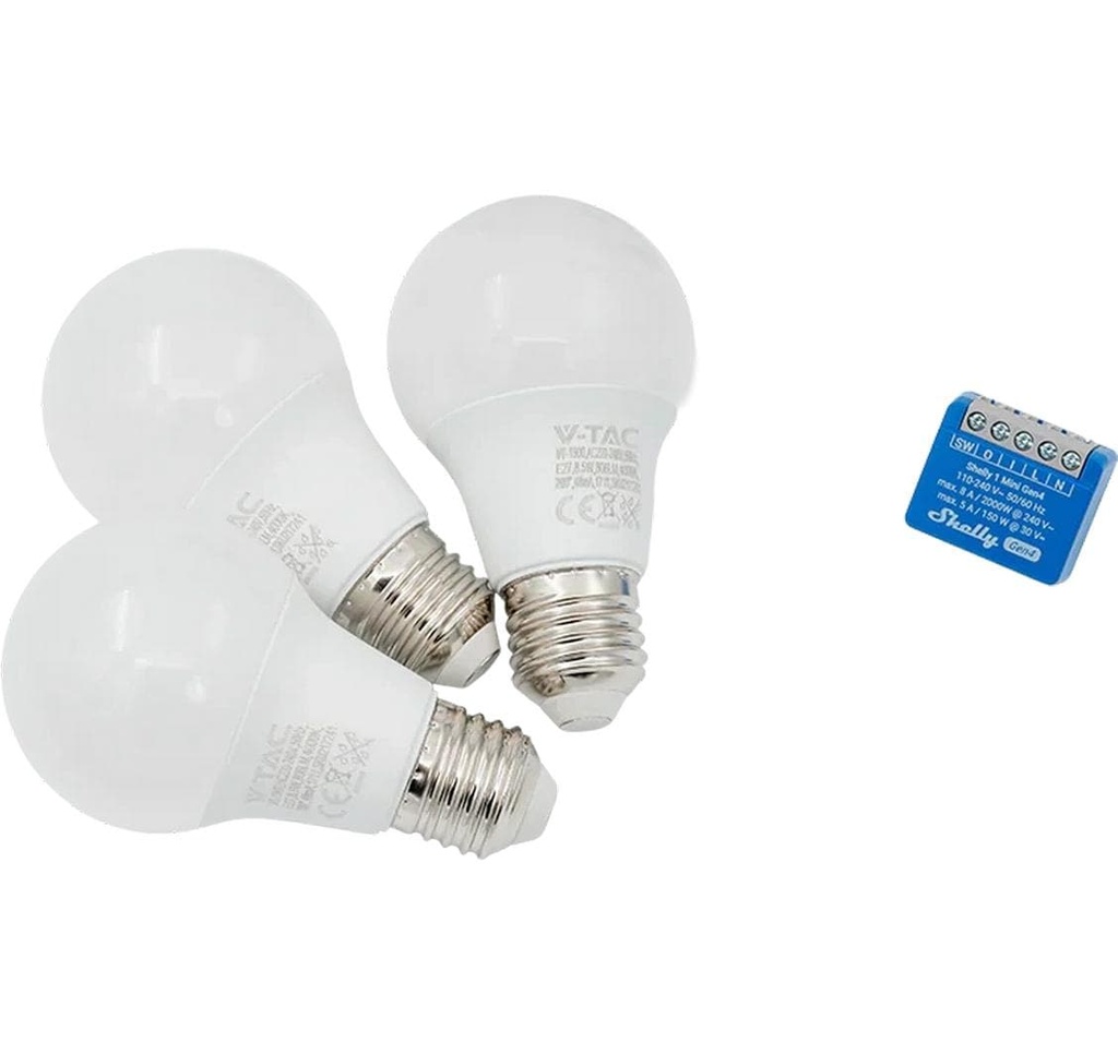 Shelly Pack Mini Gen4 & A60 1 pièce, 3 pièces, LED, Wi-Fi, Matter, connecté