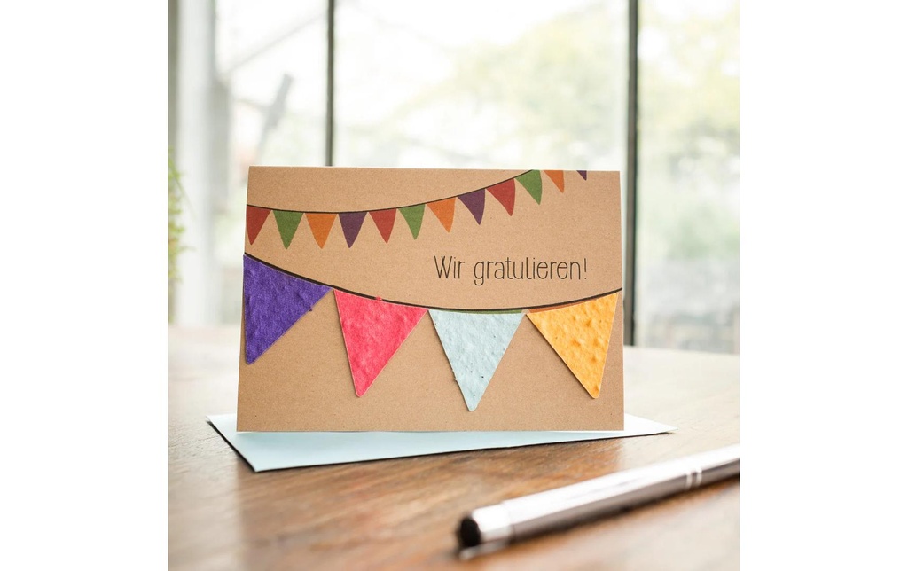Die Stadtgärtner Nous félicitons avec papier à graines et enveloppe