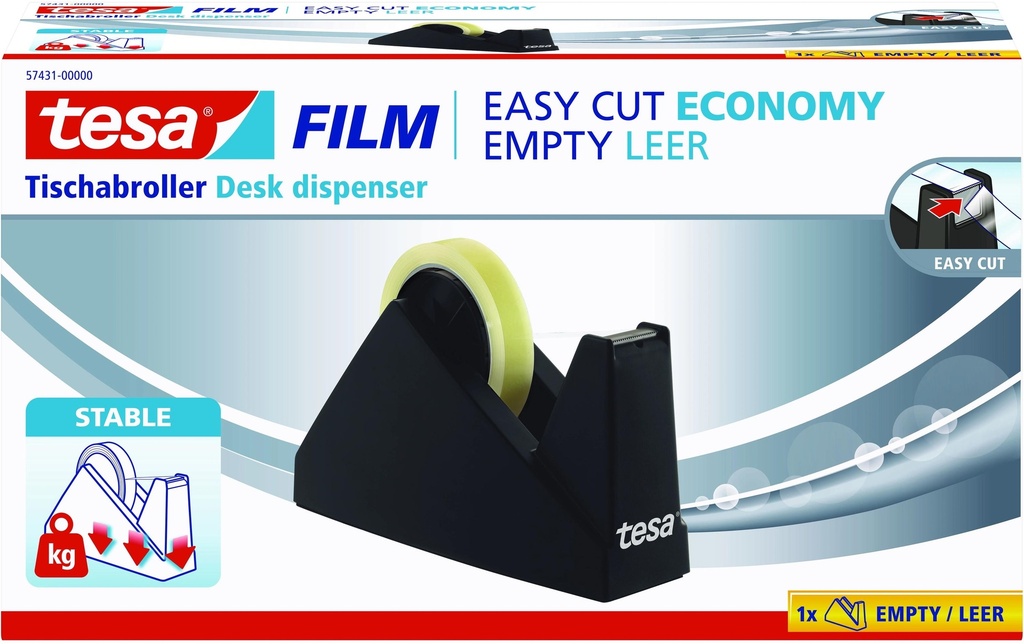 tesa Easy Cut Economy 25 mm x 66 m, Noir