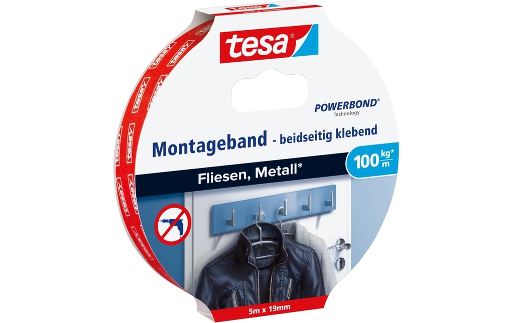 tesa Powerbond 19 mm x 5 m, Blanc