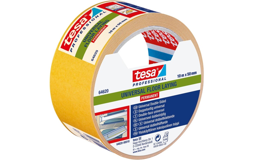 tesa Bande de pose universelle 50 mm x 25 m, Blanc