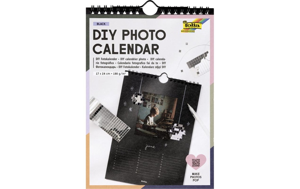 Folia Calendrier photo DIY black, 17 x 24 cm, 13 pages