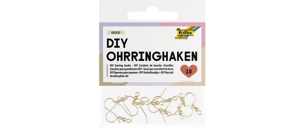 Folia Crochets pour boucles d'oreilles à faire soi-même Dorés, 18 x 20 mm, 10 pièces
