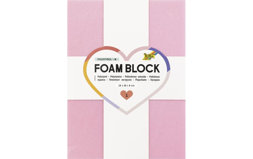 Folia Bloc de mousse, polystyrène M, 15 x 20 x 8 cm, 1 pièce