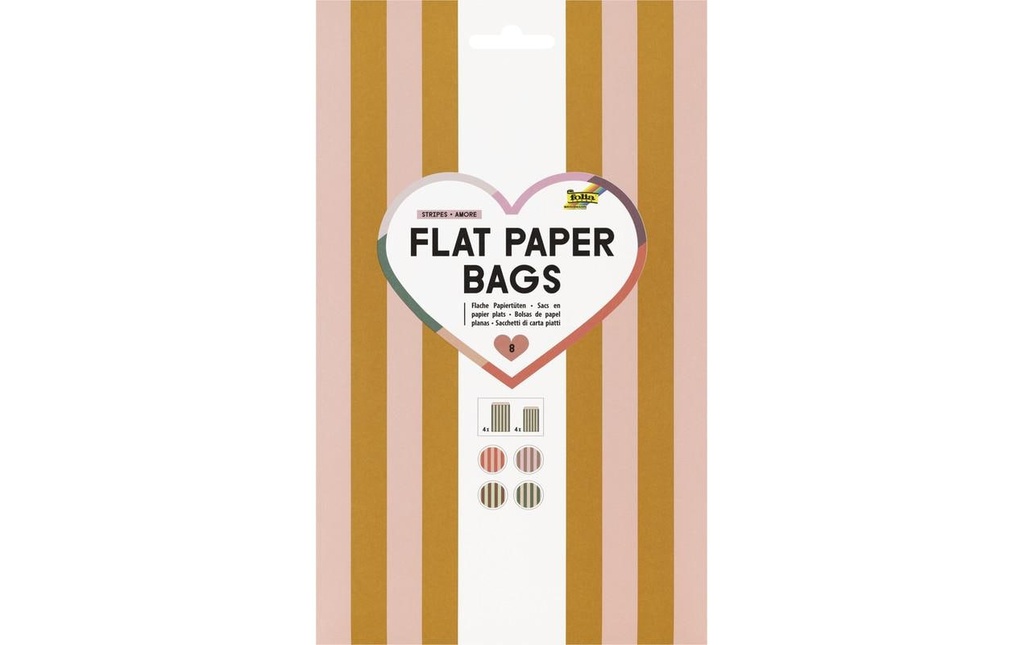 Folia Sacs en papier plats à rayures AMORE 8 pièces