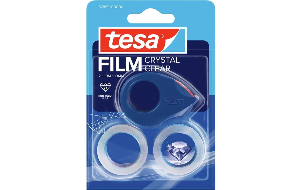 tesa Dérouleur de ruban adhésif Mini-dérouleur 19 mm x 10 m, Transparent