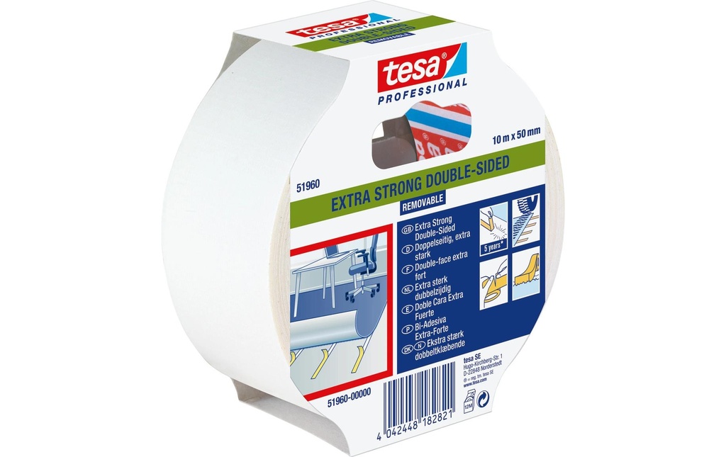 tesa Tesafix 51960 50 mm x 25 m, Transparent/Blanc