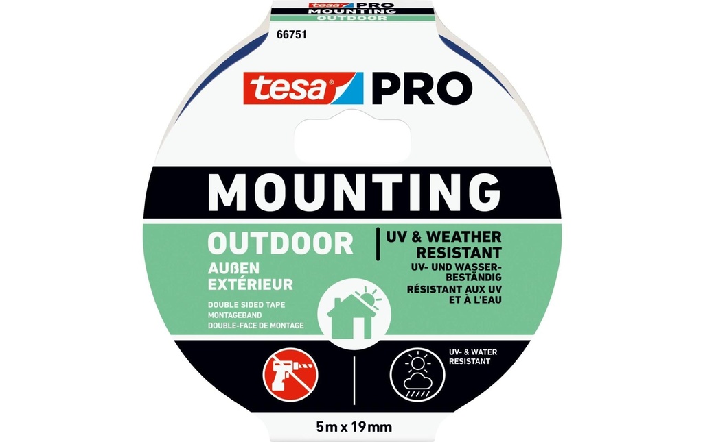 tesa Montage PRO 19 mm x 5 m, Transparent