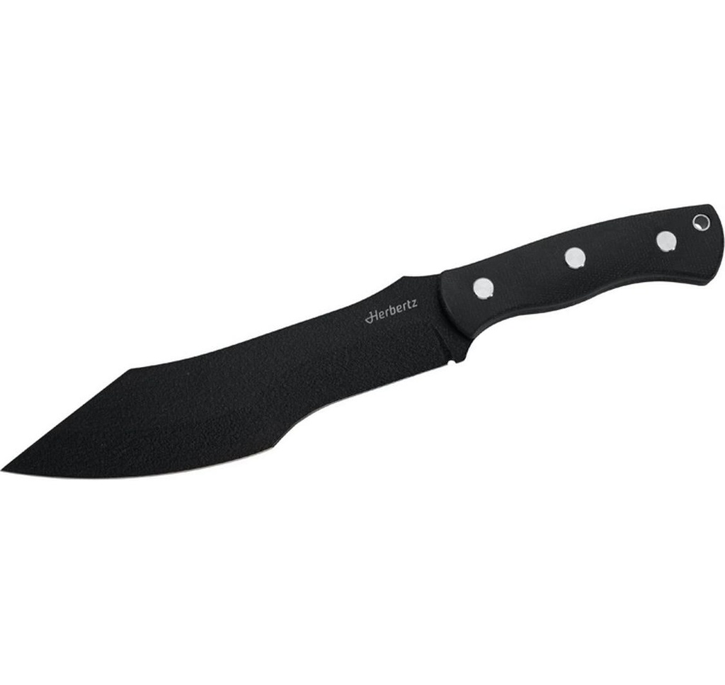 Herbertz Couteau de bushcraft et de survie D2 noir micarta