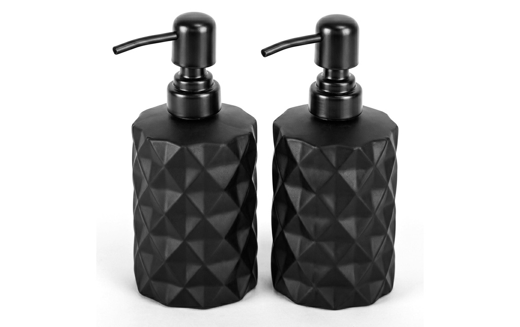 relaxdays Distributeur de savon Distributeur de savon 350 ml, Noir