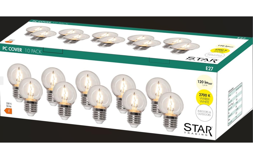 Star Trading Ampoules LED E27 G45 pour l'éclairage extérieur, Lot de 10