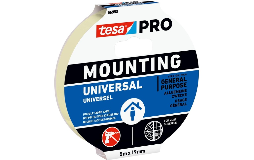 tesa Universal 66958 19 mm x 5 m, Blanc