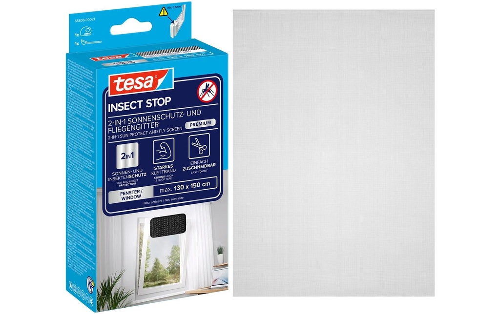 tesa Sun Protect Polyester anthracite 130 x 150 cm