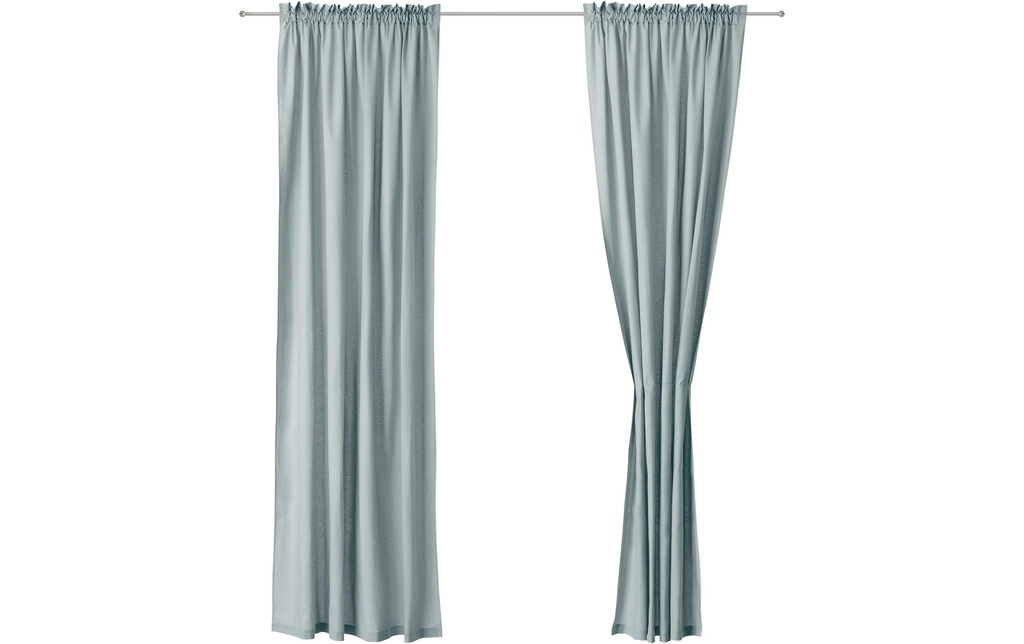 Urbanara Rideau Solana clair, Vert-gris, 140 x 320 cm