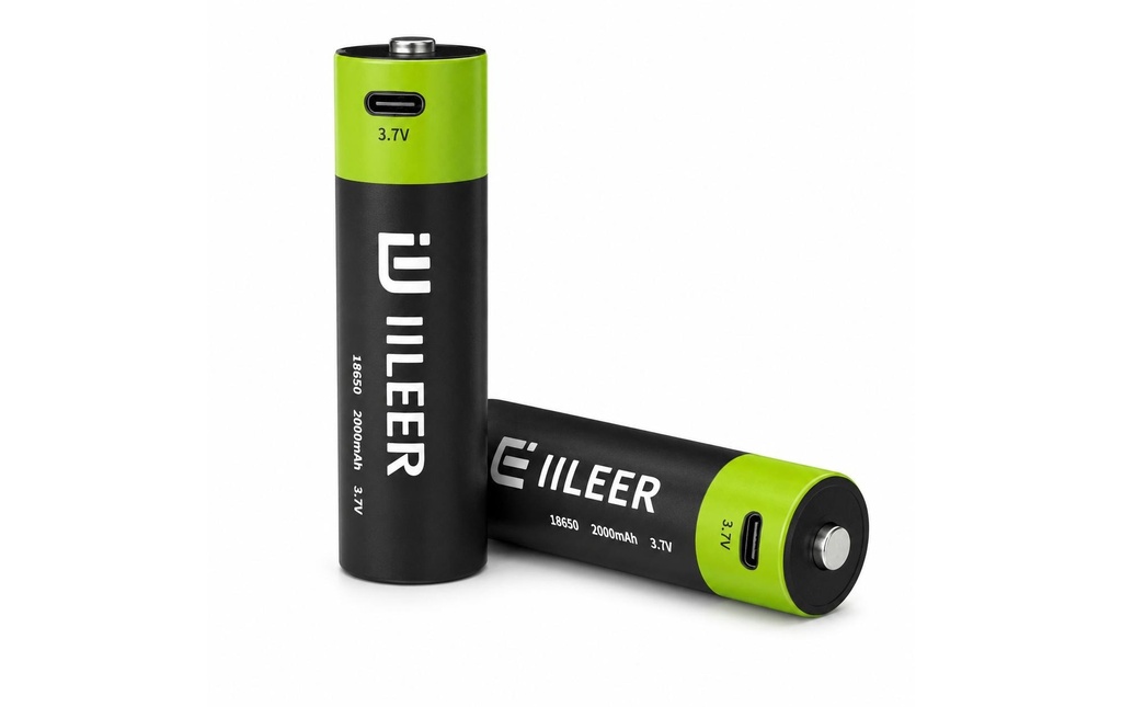 IILEER IILEER 18650 Batteries rechargeables au lithium 2000 mAh, lot de 2