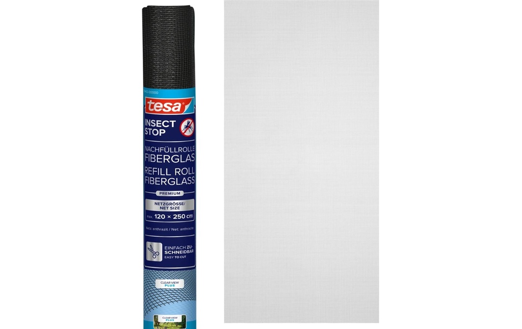 tesa Rouleau de rechange Clear-View Fibre de verre anthracite 120 x 250 cm