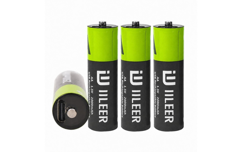 IILEER Piles rechargeables au lithium AA 2000 mAh, 4 Pièce/s