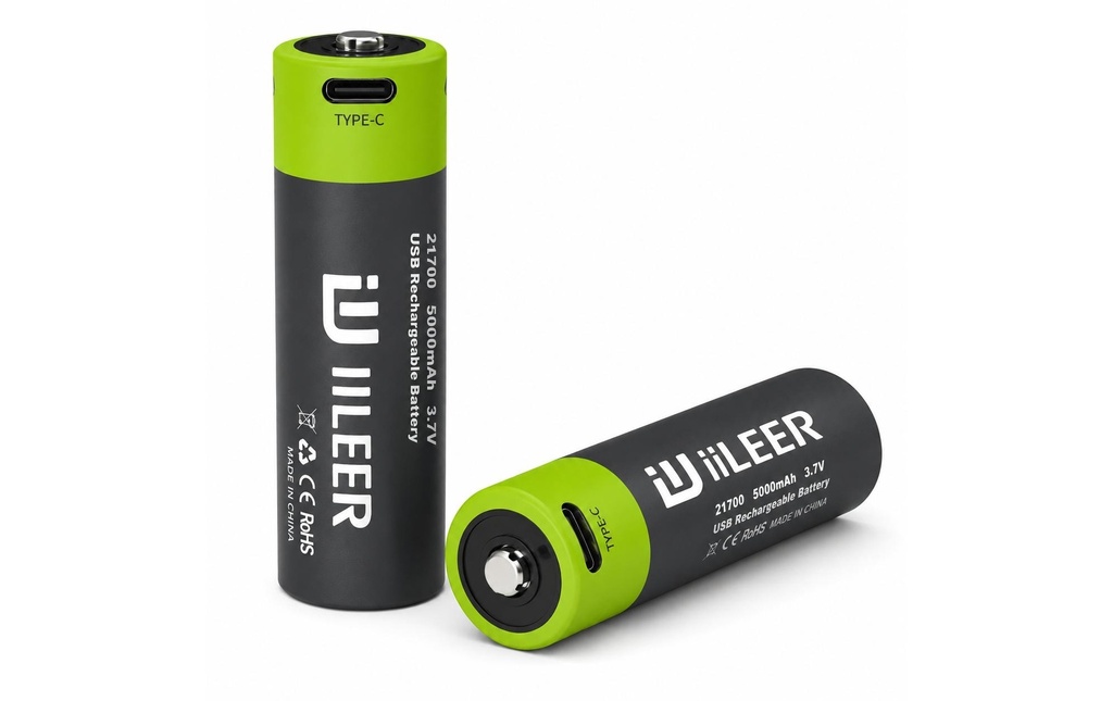 IILEER IILEER 21700 Batteries rechargeables au lithium 5000 mAh, lot de 2