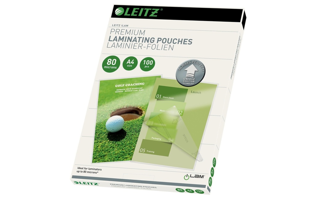 [123747800] LEITZ Poches laminer A4 80 Micron (100 pces)