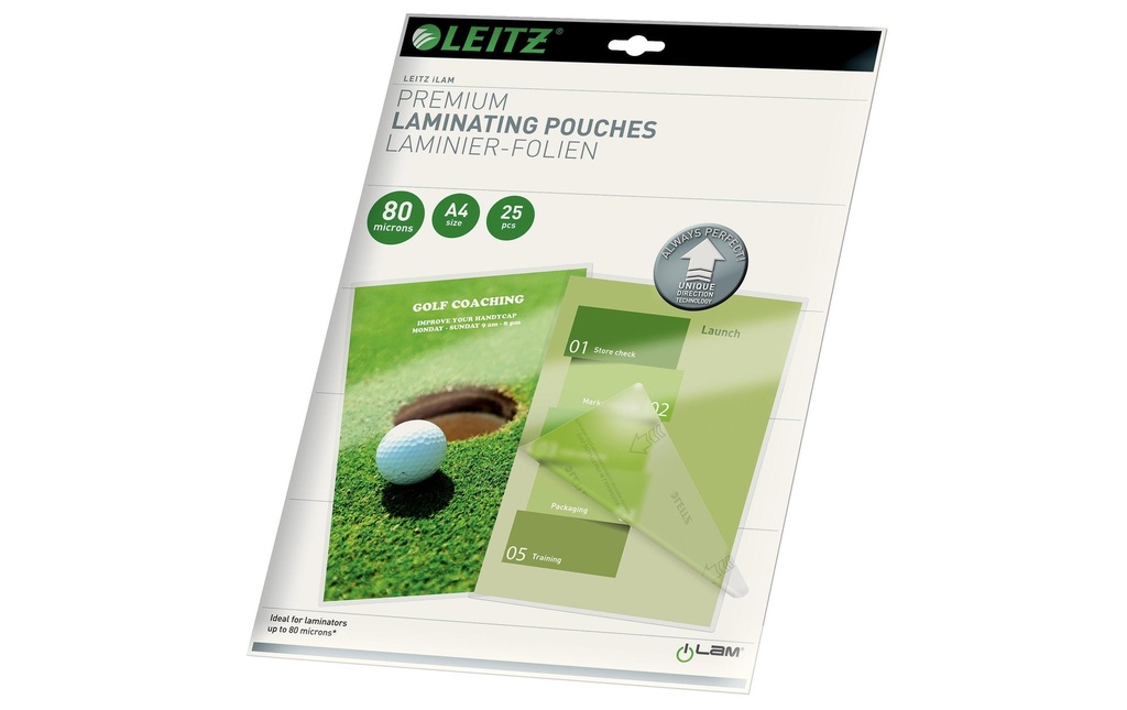 [123747900] LEITZ Poches laminer A4 80 micron (25 pces)