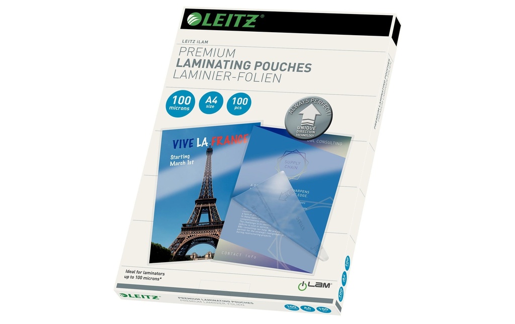 LEITZ Poches laminer A4 100 Micron (100 pces)