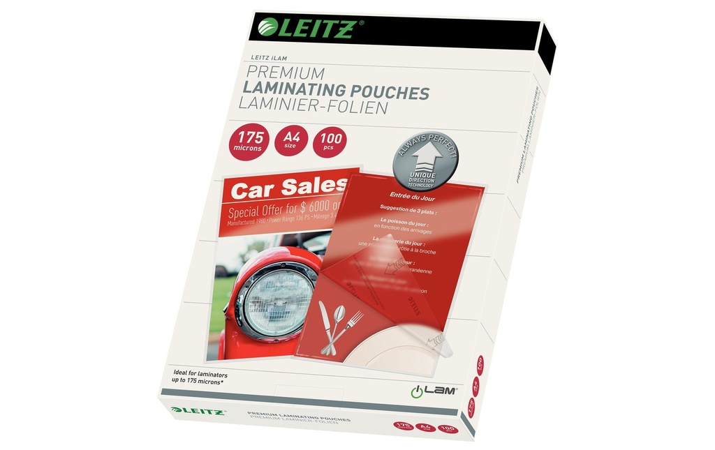 LEITZ Poches laminer A4 175 Micron (100 pces)