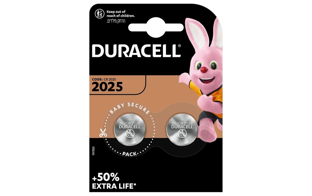DURACELL Piles boutons CR2025 B2 (2 pces)