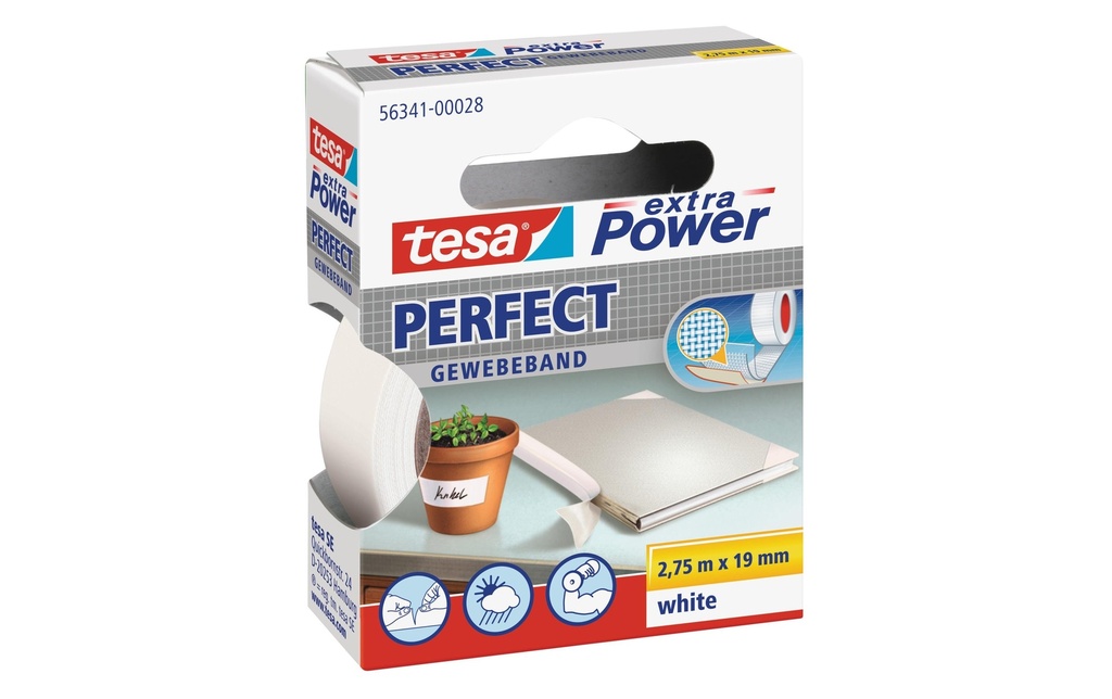 TESA Ruban tissu 19mmx2.75m blanc (275 pces)