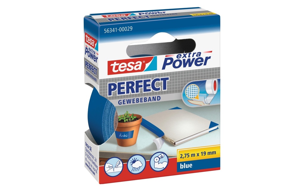 TESA Ruban tissu 19mmx2.75m bleu (275 pces)
