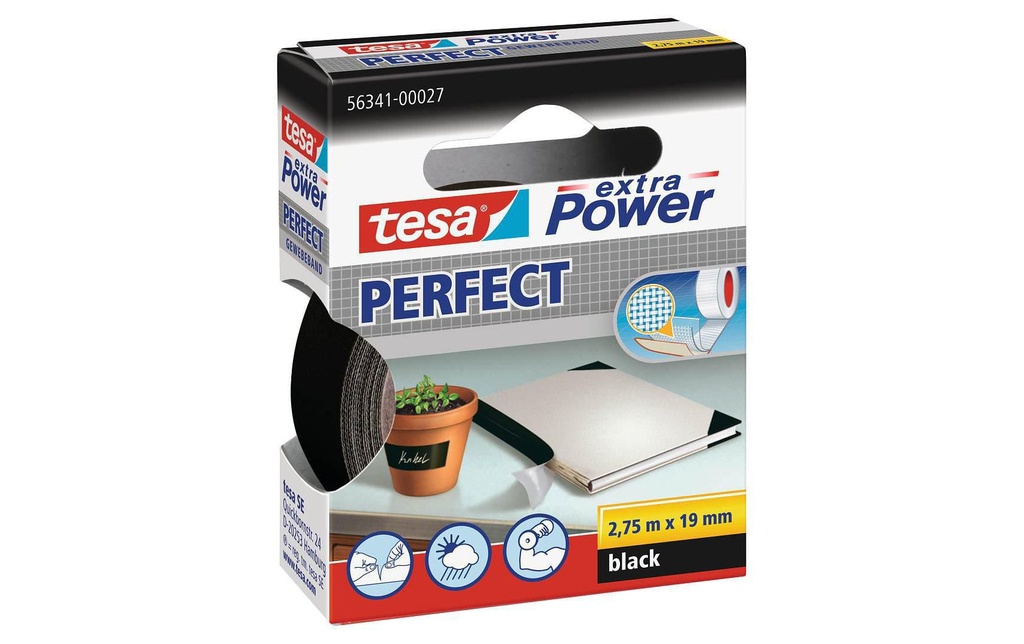 TESA Ruban tissu 19mmx2.75m noir (275 pces)