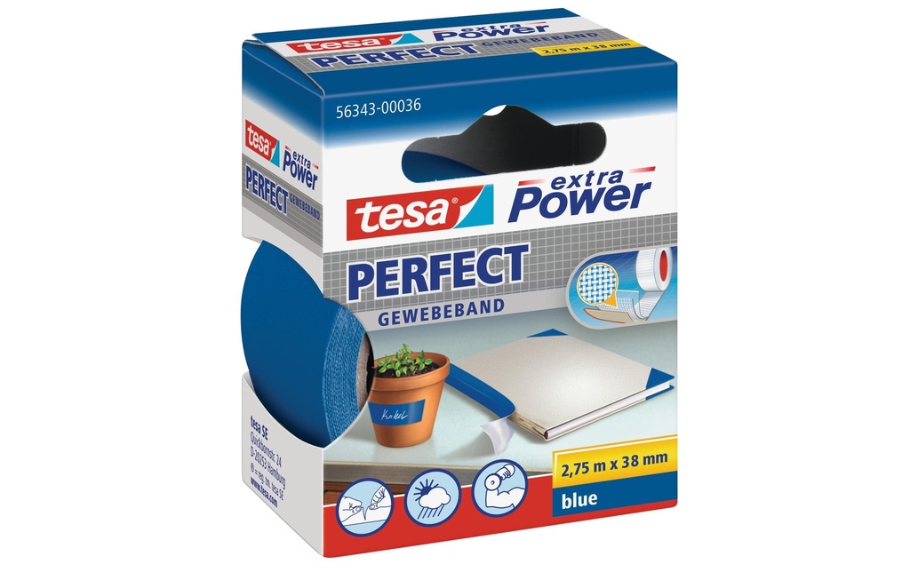 TESA Ruban tissu 38mmx2.75m bleu (275 pces)