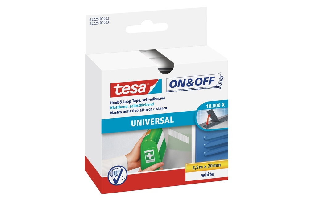 TESA Rub.velcro on&off 2.5mx20mm bl (250 pces)