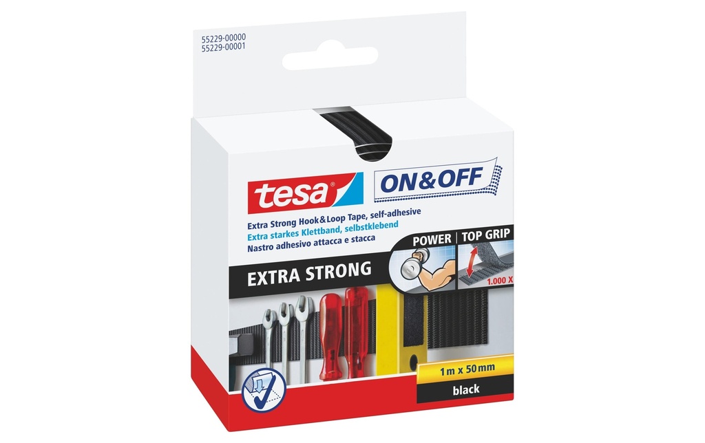 TESA Rub.velcro on&off 1mx50mm noir