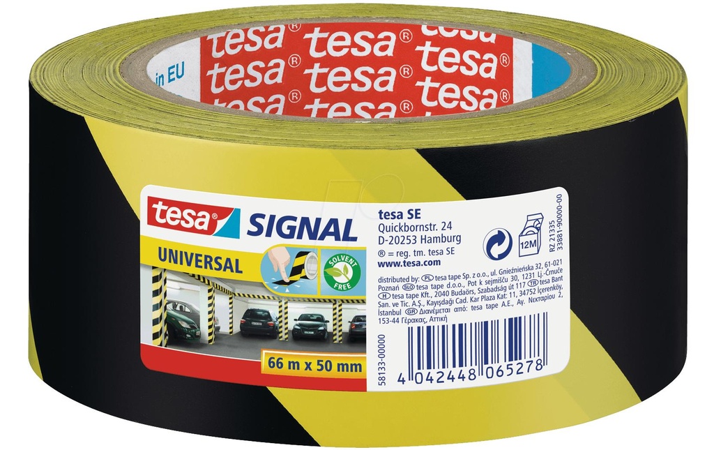 TESA Ruban marquage 50mm jaune/noir (66 pces)