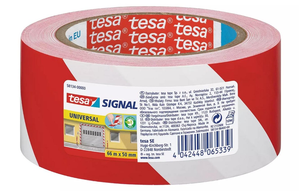 TESA Ruban marquage 50mm rouge/blan (66 pces)
